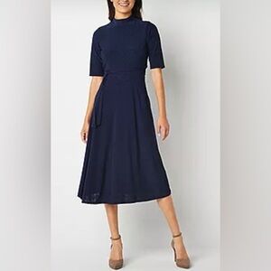 NEW Robbie Bee Navy Fit + Flare Dress. PM